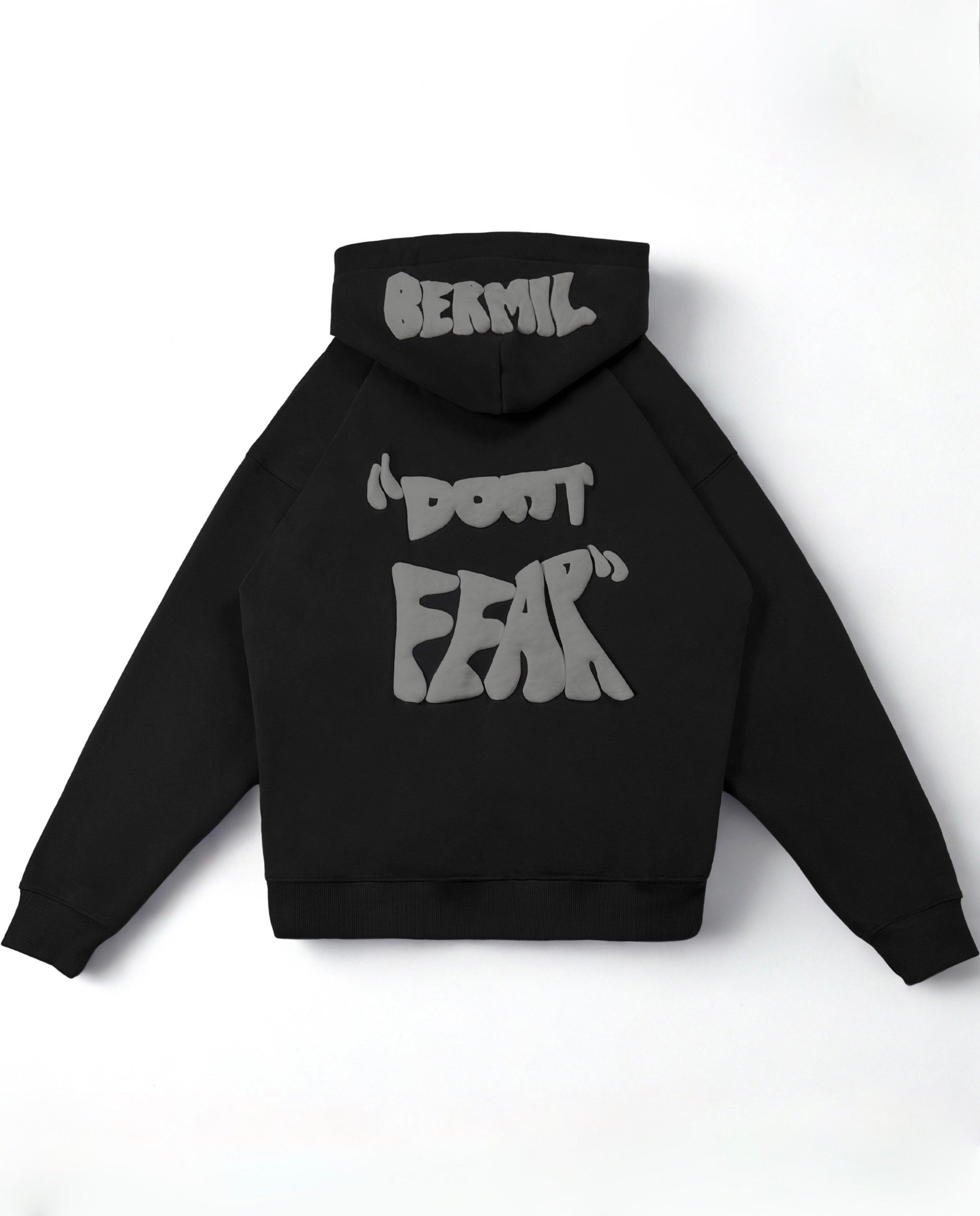 BLACK "DONT FEAR" ZIP-UP HOODIE