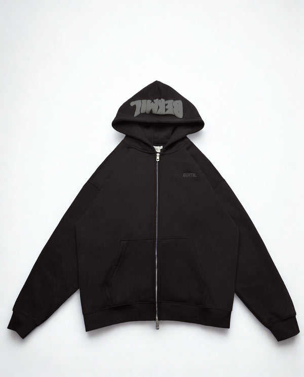 BLACK "DONT FEAR" ZIP-UP HOODIE