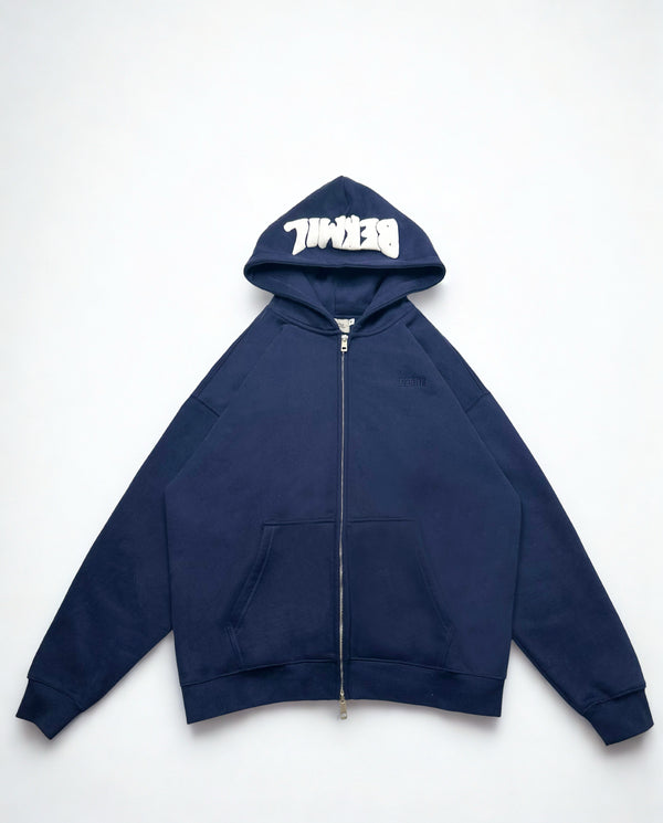 DARK BLUE "DONT FEAR" ZIP-UP HOODIE